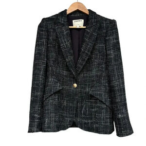 L'Agence Chamberlain Tweed Blazer Black w/ White & Gold Lurex Size 4